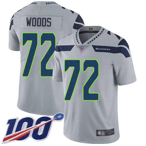 Seattle Seahawks Limited Grey Men Al Woods Alternate Jersey NFL Football 72 100th Season Vapor Untouchable